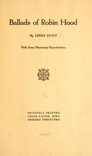 Cover of: Ballads of Robin Hood | Leigh Hunt