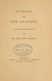 Echoes from the Oratory by John Henry Newman