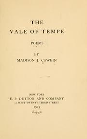 Cover of: The vale of Tempe by Cawein, Madison Julius