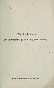 Cover of: The registers of the parish church of Cherry Burton, Co. York