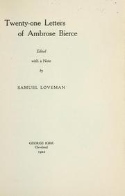 Cover of: Twenty-one letters of Ambrose Bierce. | Ambrose Bierce