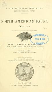 Cover of: Index generum mammalium by T. S. Palmer