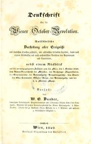 Cover of: Denkschrift über die Wiener October-Revolution by W. G. Dunder