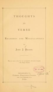 Cover of: Thoughts in verse. by John J. Branin