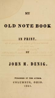 Cover of: My old note book in print