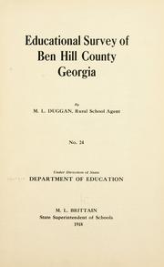 Cover of: Educational survey of Ben Hill County, Georgia
