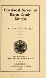 Cover of: Educational survey of Rabun County, Georgia