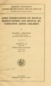 Cover of: Some observations on mental defectiveness and mental retardation among children