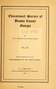 Educational survey of Brooks County, Georgia by Georgia. Dept. of Education.