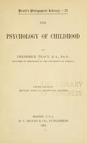 Cover of: The psychology of childhood ... by Frederick Tracy