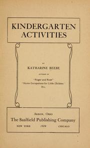 Cover of: Kindergarten activities