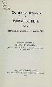 Cover of: The parish registers of Halifax, Co. York. by Halifax (England)