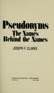 Pseudonyms by Joseph F. Clarke
