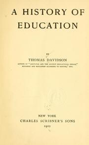 Cover of: A history of education by Thomas Davidson