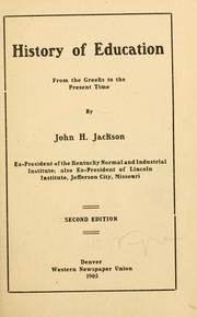 Cover of: History of education by John H. (John Henry) Jackson