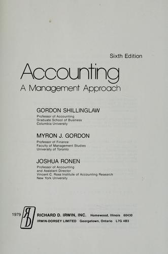 Accounting by Gordon Shillinglaw