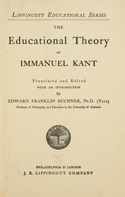 Cover of: The educational theory of Immanuel Kant by Immanuel Kant