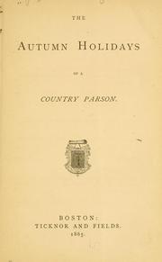 Cover of: autumn holidays of a country parson.