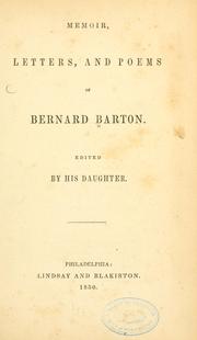 Cover of: Memoir, letters, and poems of Bernard Barton by Bernard Barton