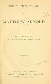 Cover of: The poetical works of Matthew Arnold by Matthew Arnold