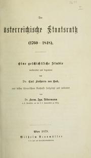 Cover of: Der österreichische Staatsrath (1760-1848).