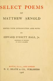 Cover of: Select poems of Matthew Arnold