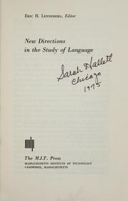 Cover of: New directions in the study of language. by Eric H. Lenneberg