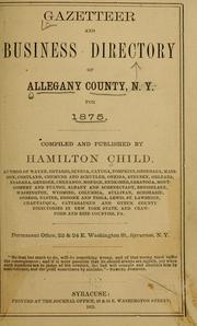 Cover of: Gazetteer and business directory of Allegany County, N. Y. for 1875.