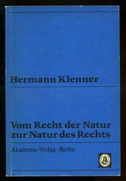 Cover of: Vom Recht der Natur zur Natur des Rechts