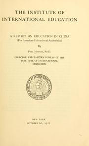 Cover of: A report on education in China (for American educational authorities)