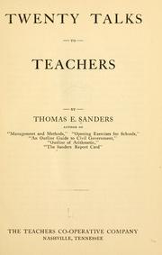 Cover of: Twenty talks to teachers