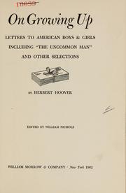 Cover of: On growing up by Herbert Clark Hoover