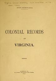 Cover of: Colonial records of Virginia. by Virginia. General Assembly. Joint Committee on the State Library.