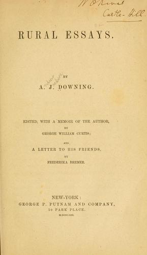 Rural essays. by A. J. Downing