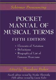 Cover of: Schirmer Pronouncing Pocket Manual Of Musical Terms, Fifth Edition (Schirmer Dictionary) by Nicolas Slonimsky