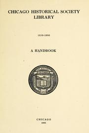 Cover of: Chicago historical society library. 1856-1906.: A handbook.