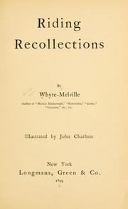 Cover of: Riding recollections