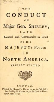 Cover of: The conduct of Major Gen. Shirley by William Alexander Earl of Stirling