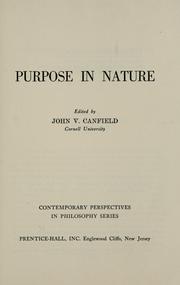 Cover of: Purpose in nature.