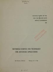 Cover of: Materials science and technology for advanced applications. by Golden Gate Metals Conference (1962 San Francisco)