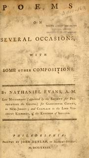 Cover of: Poems on several occasions by Nathaniel Evans