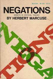 Cover of: Negations; essays in critical theory. by Herbert Marcuse