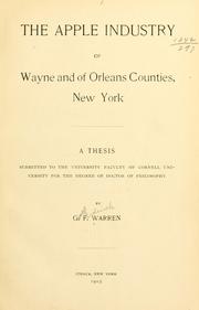 Cover of: The apple industry of Wayne and of Orleans counties, New York ...