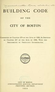 Cover of: Building code of the city of Boston by Boston (Mass.)