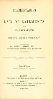 Cover of: Commentaries on the law of bailments by Story, Joseph, Story, Joseph