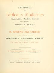 Cover of: Catalogue des tableaux modernes, aquarelles, pastels, dessins, sculptures, objets d'art