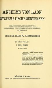 Cover of: Anselms von Laon systematische Sentenzen