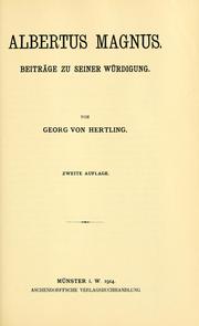 Cover of: Albertus Magnus. by Hertling, Georg Graf von