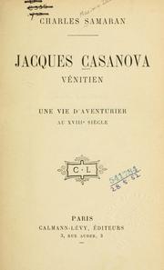 Cover of: Jacques Casanova, Vénitien: une vie d'aventurier au XVIIIe siècle.