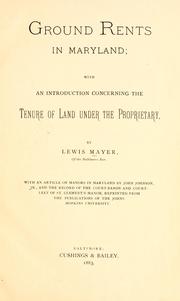 Ground rents in Maryland by Mayer, Lewis